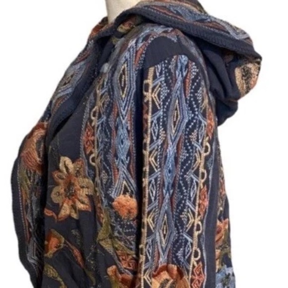 Johnny Was metallic thread Syelles Embroidered
Hoodie Jacket Indigo NWT RARE - Picture 9 of 16